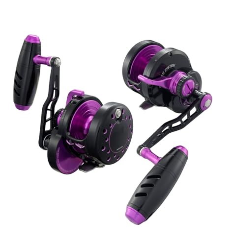 Black Hall Outfitters Maxel Rage Pro 90L PBK Silent Lever Dual Drag Reel Black/Purple