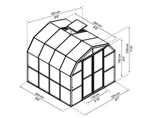 Palram Canopia Grand Gardener 8' x 8' Greenhouse Clear