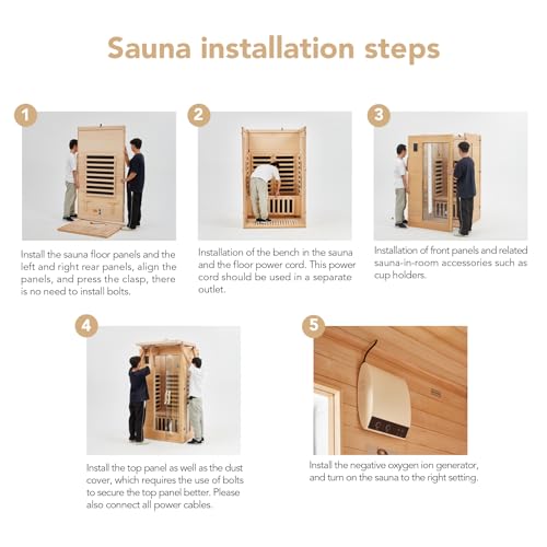 PioneerWorks 1 or 2 Person Low EMF Infrared Sauna Wood Color