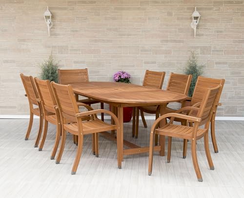 Amazonia Arizona 9 Piece Oval Outdoor Dining Set Eucalyptus