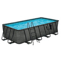 Funsicle Oasis Designer Rectangular Above Ground Pool with Accessories Dark Herringbone Gray