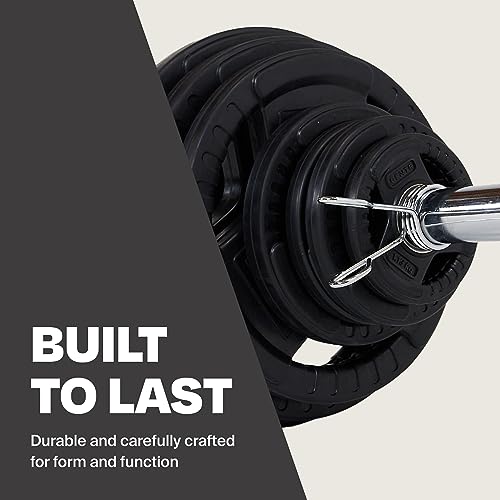 CENTR Olympic Barbell Weight Set with Bar 300 lb - Chrome/Black