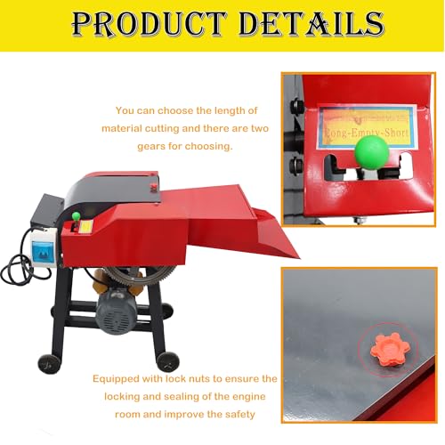 HQHAOTWU 6-Blade Hay Cutter Pulverizer Grass Silage Machine Red