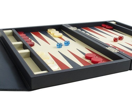 Zaza & Sacci Luxury Leather Backgammon Set 15" Travel Attache Case Blue