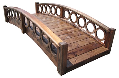 SamsGazebos 8 ft Rose Garden Bridge with Ring Railings Brown
