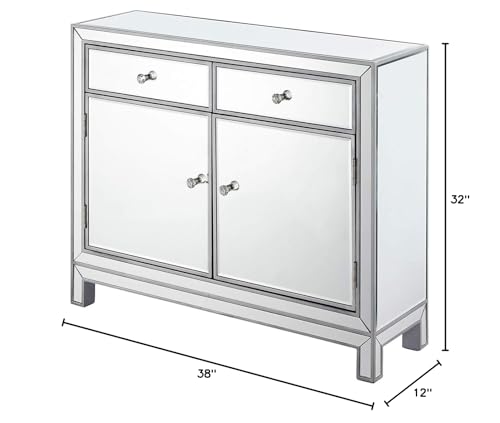 Elegant Lighting Reflexion Mirrored Nightstand Antique Silver