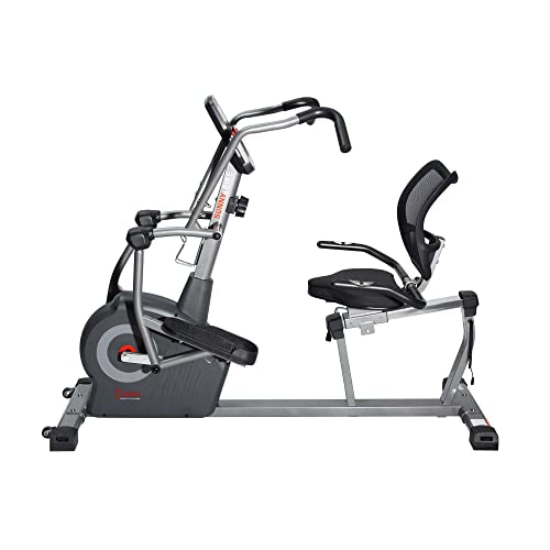 Sunny Health & Fitness Elite Recumbent Cross Trainer & Elliptical Machine Grey