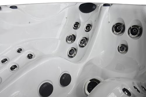 Luxuria Spas Sensation 4-Person 73-Jet Hot Tub with Double Lounge and Touch Screen Silver Marble/Grey