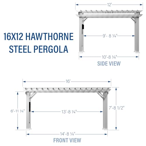 Backyard Discovery Hawthorne 16' x 12' Galvanized Steel Pergola Kit with Shade Sail Canopy White