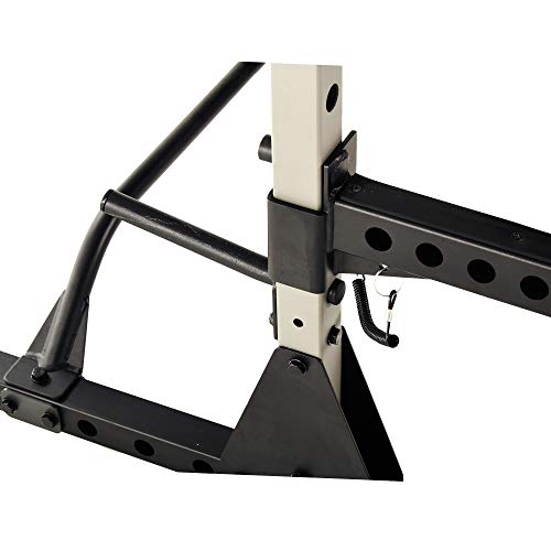 Fitness Reality Squat Rack Power Cage with J-Hooks, Landmine 360° Swivel, Weight Plate Storage Attachment and Power Band Pegs Gray