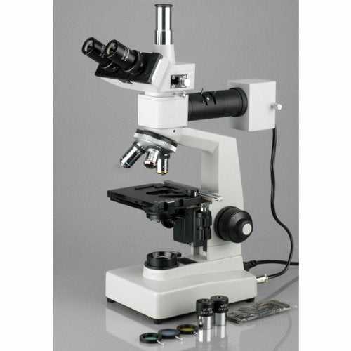 AmScope Digital Trinocular Metallurgical Microscope 40X-1000X Yellow