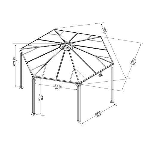 Palram Canopia Monaco 15x13 Hexagon Gazebo Gray
