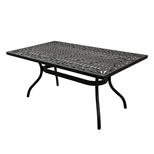 Oakland Living Modern Ornate Outdoor Mesh Aluminum 68-in Rectangular Patio Dining Set with Six Chairs Black