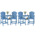 FOOWIN Tall Adirondack Chairs Set of 4 Recycled Poly Patio Stools with Tray Navy Blue