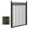 Fencer Wire Heavy Duty Flat Top X-Pattern Decorative Fence Gate Black 5FT x 4FT