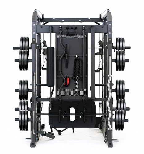 MiM USA Hercules Pro Commercial Smith Machine Functional Trainer Power Rack Black