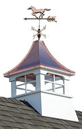 Accentua Charleston Cupola with Horse Weathervane 24" Square 53" High White With Copper Roof