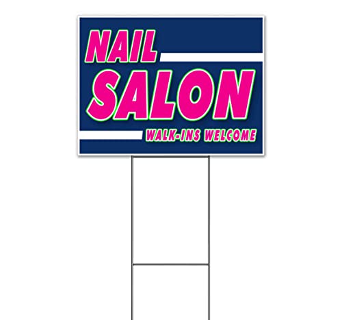 TampaPrinting Nail Salon Walk Ins Welcome Yard Sign 18" x 24