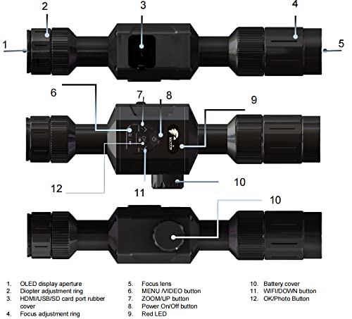 Hawk Scope NV333P Day/Night 1080p Video Vision Rifle Scope Black