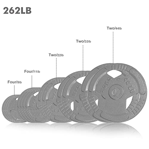 Generic Olympic Weight Plate Set 262LB Rubber Grip for Strength Training