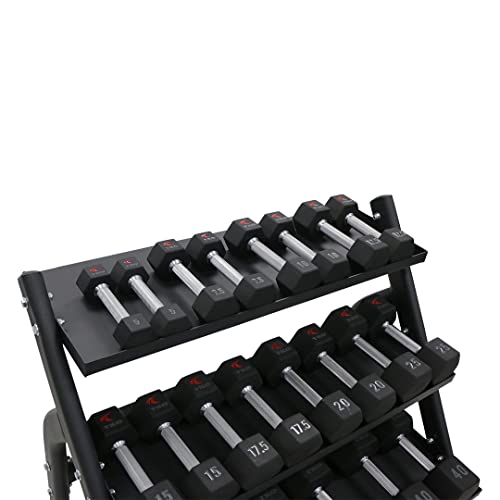 TKO 3-Tier Dumbbell & Kettlebell Rack | Home Gym Organizer | Black Stand