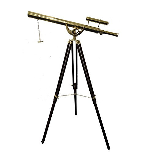 collectiblesBuy Decorative Nautical Shiny Brass Telescope with Brown Tripod