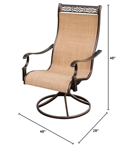 CAMBRIDGE Legacy 5-Piece Patio Dining Set with 4 Sling Swivel Rockers and 48-Inch Round Table, Tan