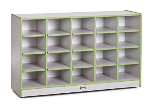 Jonti-Craft Rainbow Accents 20 Cubbie-Tray Mobile Storage with Trays Key Lime