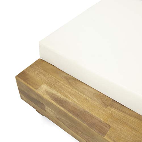 Great Deal Furniture Outdoor Acacia Wood Chaise Lounge Set of 4 Sandblast Teak Finish, Cream