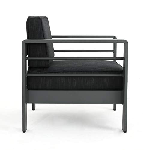 Christopher Knight Home Crested Bay Outdoor Aluminum Club Chairs Set, 2-Pcs, Grey / Dark Grey