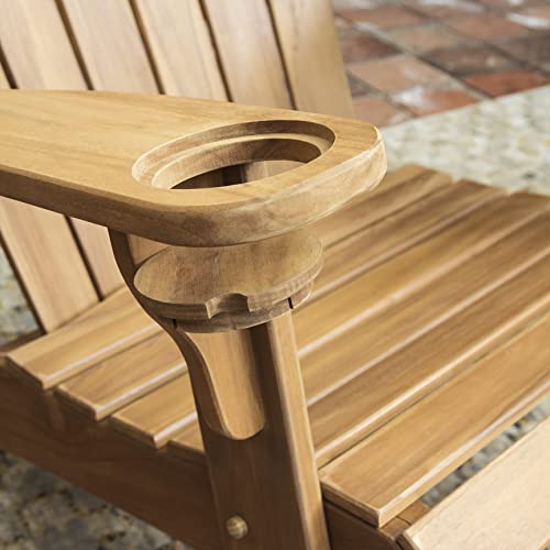 Cambridge Casual Lakeside Oversized Patio Adirondack Chair Set of 2 Natural Teak