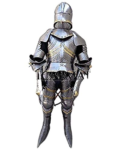 NauticalMart Full Gothic Functional Plate Knight Suit of Armor Wearable Costume Silver