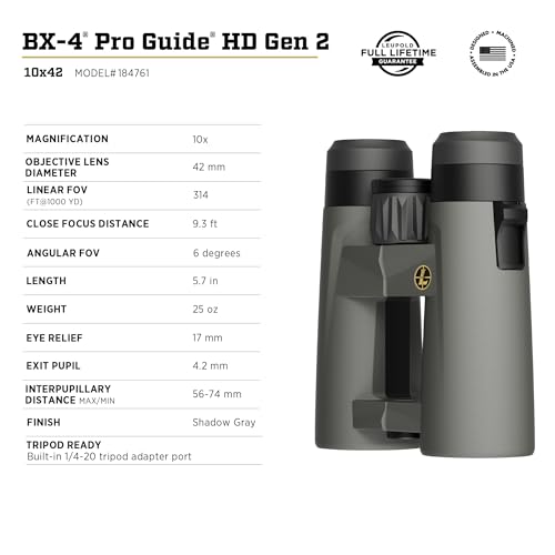 Leupold BX-4 Pro Guide HD Binoculars 10x42mm Shadow Gray