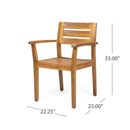 Christopher Knight Home Stockton Outdoor 8-Seater Acacia Wood Dining Set Teak + Rustic Metal
