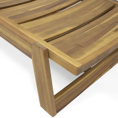 Christopher Knight Home Maki Outdoor Acacia Wood Chaise Lounge Set of 4 Teak Yellow