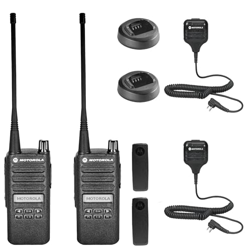 Motorola Solutions CP100D Analog UHF Portable Two Way Radio Bundle with Remote Speaker Mic Black