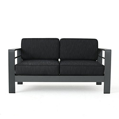 Christopher Knight Home Cape Coral 11 Piece Outdoor Conversation Set with Chaise Lounge and Fire Table Gray + Dark Gray