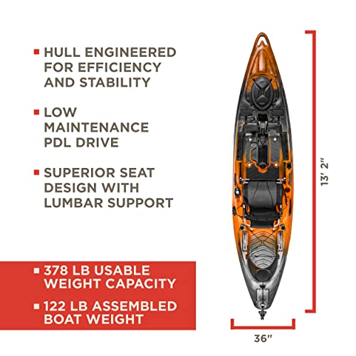 Old Town Sportsman BigWater PDL 132 Pedal Fishing Kayak Ember Camo