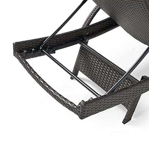Christopher Knight Home Salem Outdoor Wicker Adjustable Chaise Lounges with Cushions 2-Pc Set Multibrown / Carmel