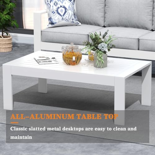 KHOLH 5 Piece Modern Aluminum Patio Furniture Set Light Gray