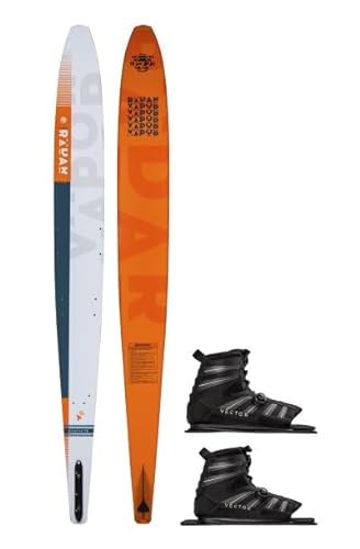 Radar 67 Graphite Vapor Waterski with Double Vector Boa Boot White/Blue/Orange