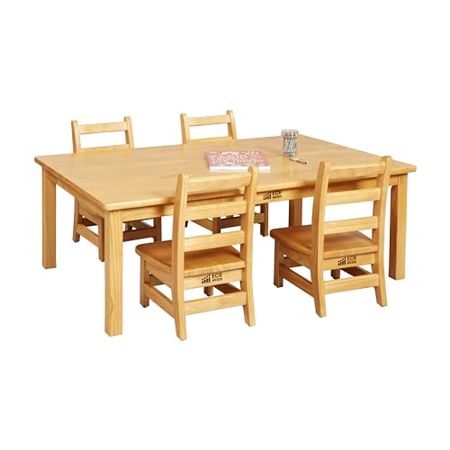 ECR4Kids Rectangular Hardwood Table & Chairs Set Honey