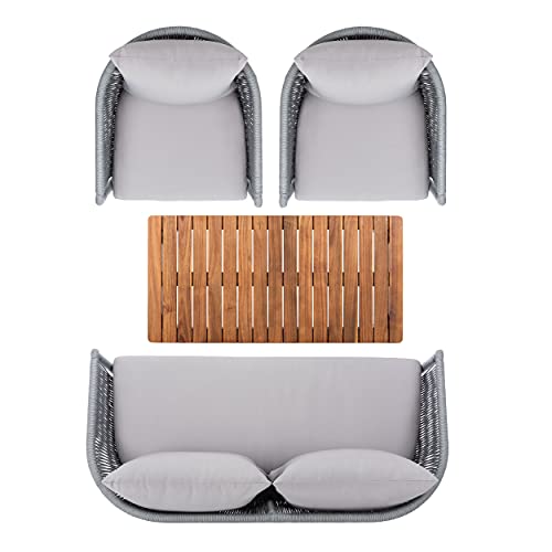 Safavieh Outdoor Velso Rope 4-Piece Patio Set with Cushions Grey/Grey