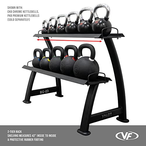 Valor Fitness Kettlebell Storage Rack 2 Tier Levels Heavy Duty Weight Holder Organize Gym Equipment BG-23