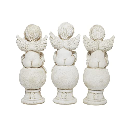 Deco 79 Magnesium Oxide Biblical Angel Garden Sculpture Set of 3 White 11"W, 29"H