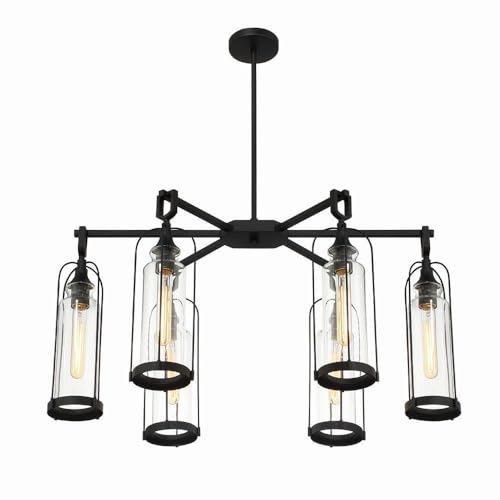 Bailey Street Home 6 Light Outdoor Pendant Vintage Style Black 17.75" Tall x 19.5" Wide