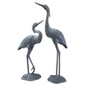 SPI Weathered Gray Finish Heron Pair Garden Sculpture Bronze
