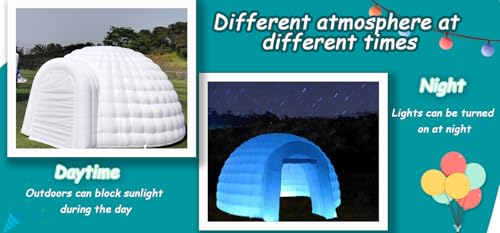 Younghome Inflatable Igloo Dome Tent with RGB LED Lights White