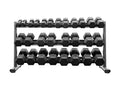 BK BodyKore Rubber Coated Hex Dumbbell Set with Frame & Commercial Rack Black