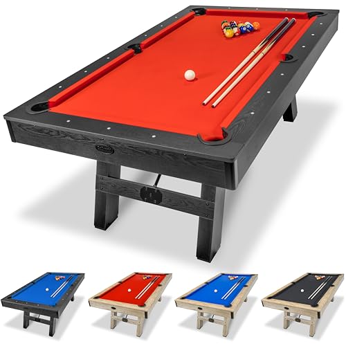 GoSports 7 ft Pool Table with Wood Finish Red